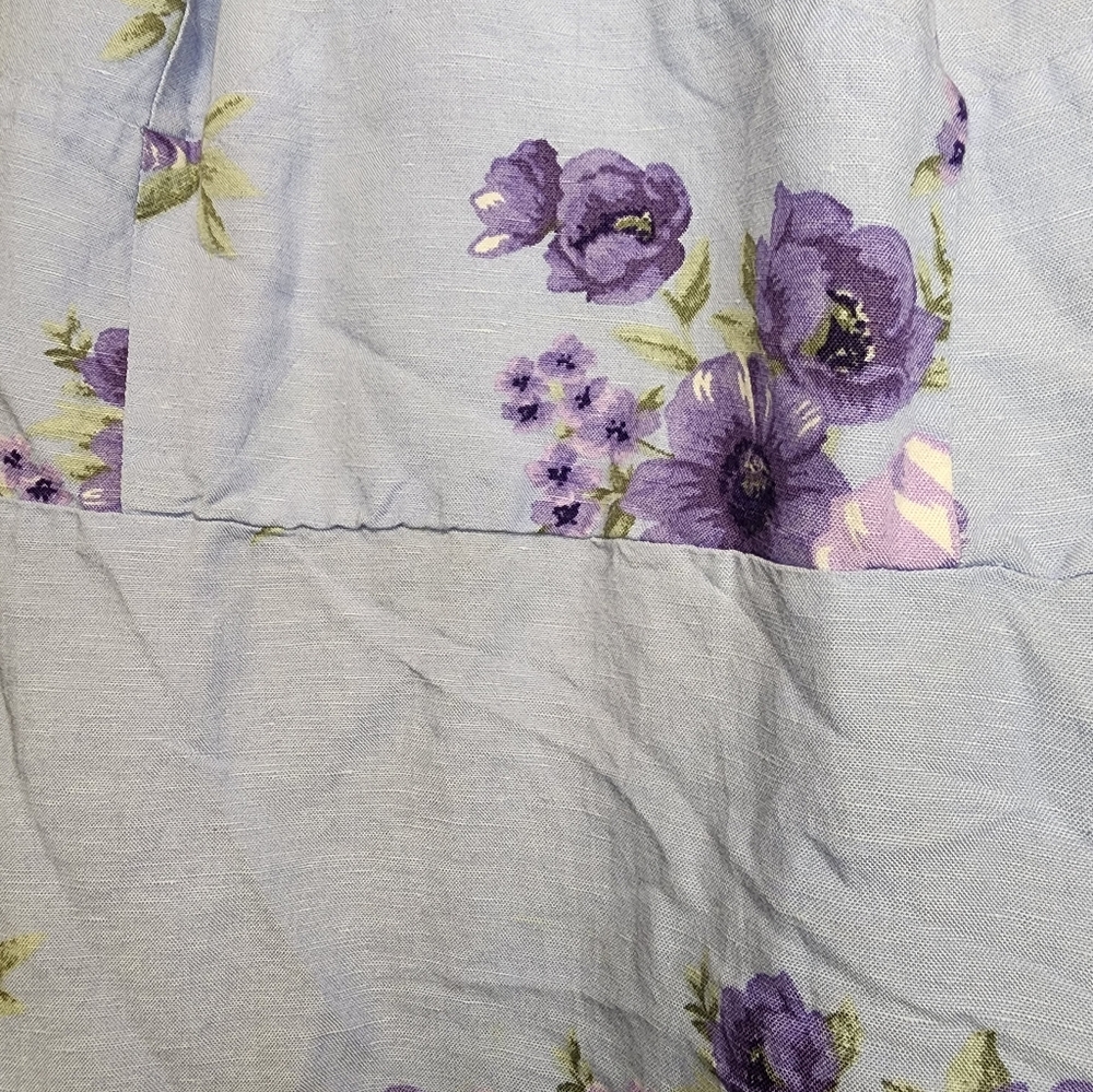 ​Forever 21 Purple Floral Linen Blend Mini Dress Tie Shoulder Ruffle - L - Picture 6 of 8